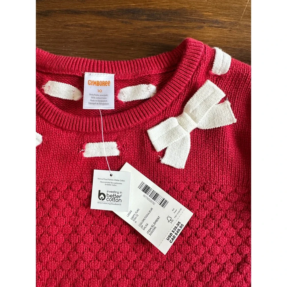 Gymboree Girls Red Popcorn Knit Sweater and Plaid Patchwork Skirt Set Size 10